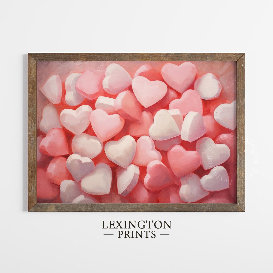 Pink and White Candy Hearts Pile Valentine Sweet Treat Love Art Print - Image 4