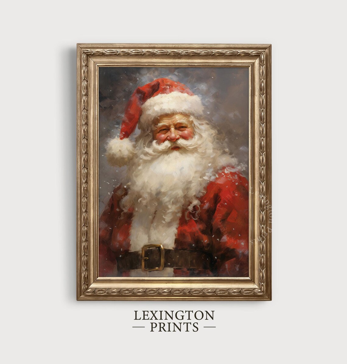 Smiling Santa Claus Portrait in Red Suit Vintage Christmas Art Print - Image 4