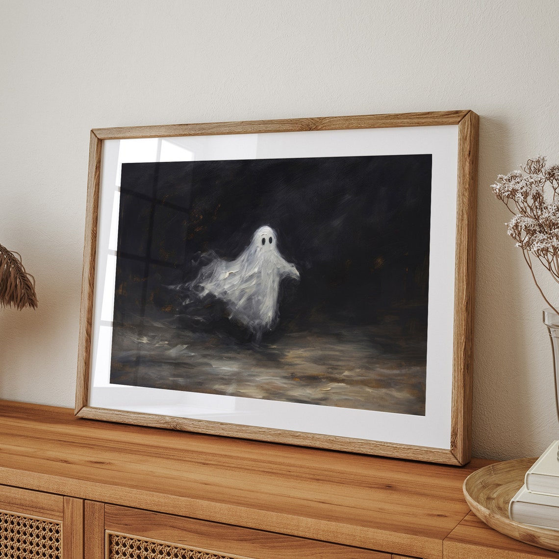 Cute Dancing Ghost on Dark Background Spooky Halloween Ghost Poster - Image 5