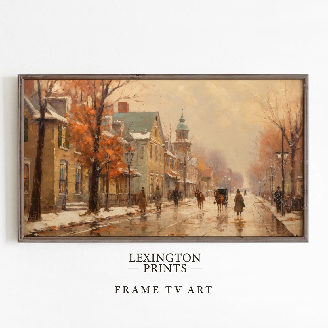 Vintage Horse Carriage Old Town Street Winter Frame TV Art Poster - Image 5