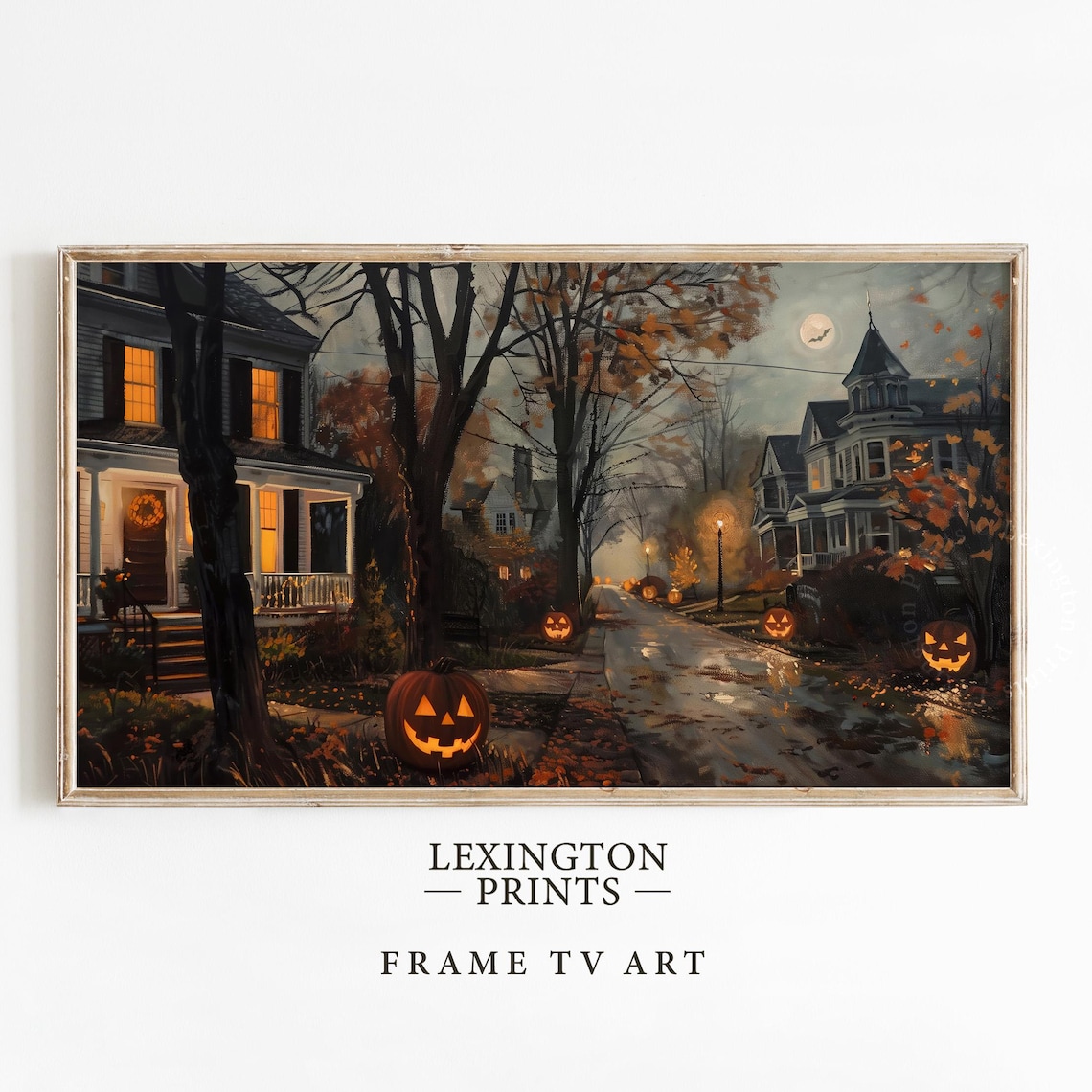 Halloween Night Street Lined With Glowing Jack-O-Lanterns Poster - Image 5