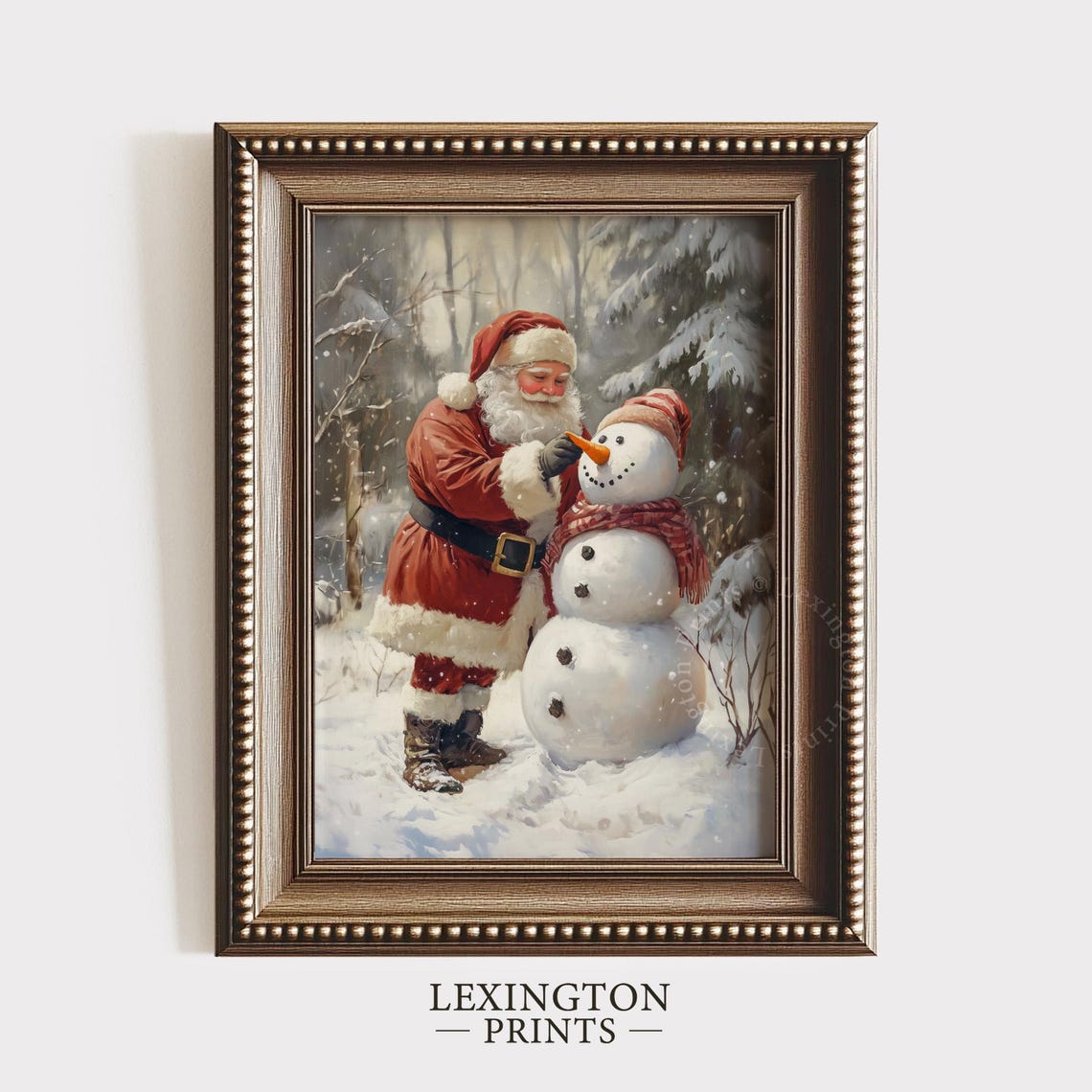 Santa Claus Building Snowman Print Christmas Wall Art Santa Painting Winter Wall Art Snowman Print Holiday Decor Farmhouse 960 - Image 4
