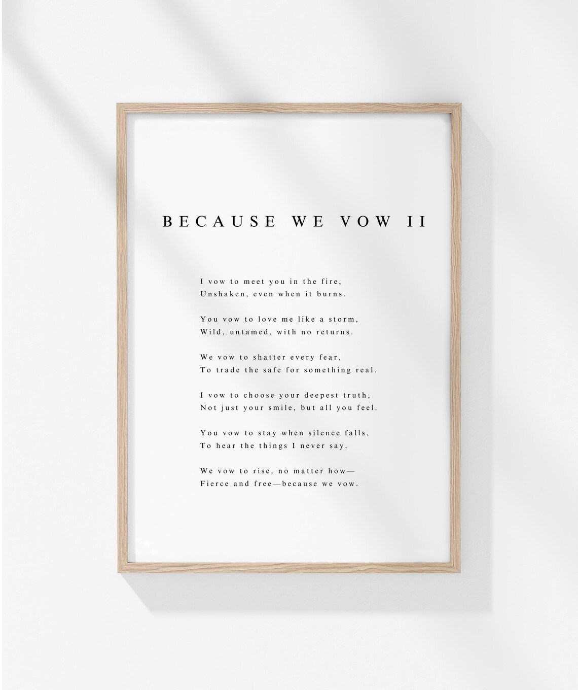 Because We Vow II Wedding Vow Poem Romantic Minimalist Decor Poster - Image 3