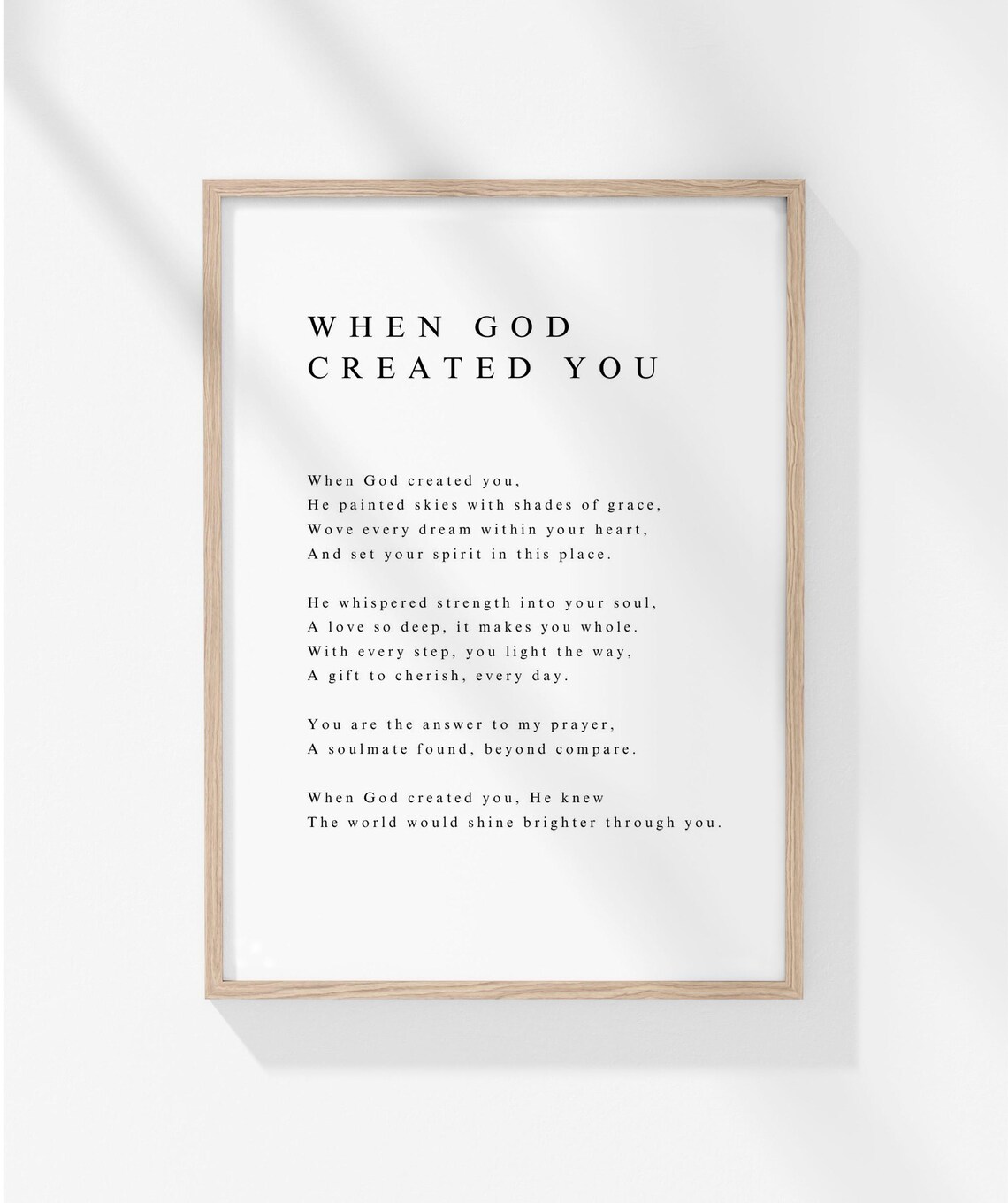 When God Created You Faith Love Poem Soulmate Tribute Poster - Image 2