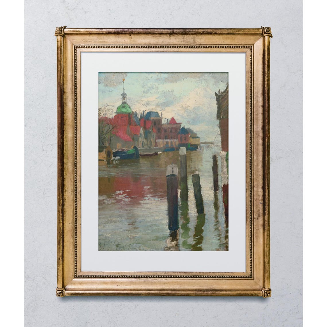 Naturalistic Water Scene Impressionist Style French River Painting Seascape Na5 - Image 2