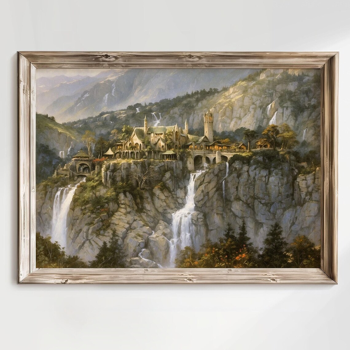 Fantasy Rivendell Landscape Oil Painting Art Print