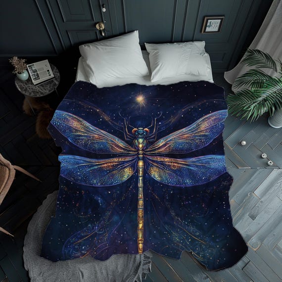 Blue Dragonfly Mystical Blanket Velveteen Blanket Throw Blanket Dragonfly Blanket Gift For Teens Sherpa Blanket Cozy Blanket
