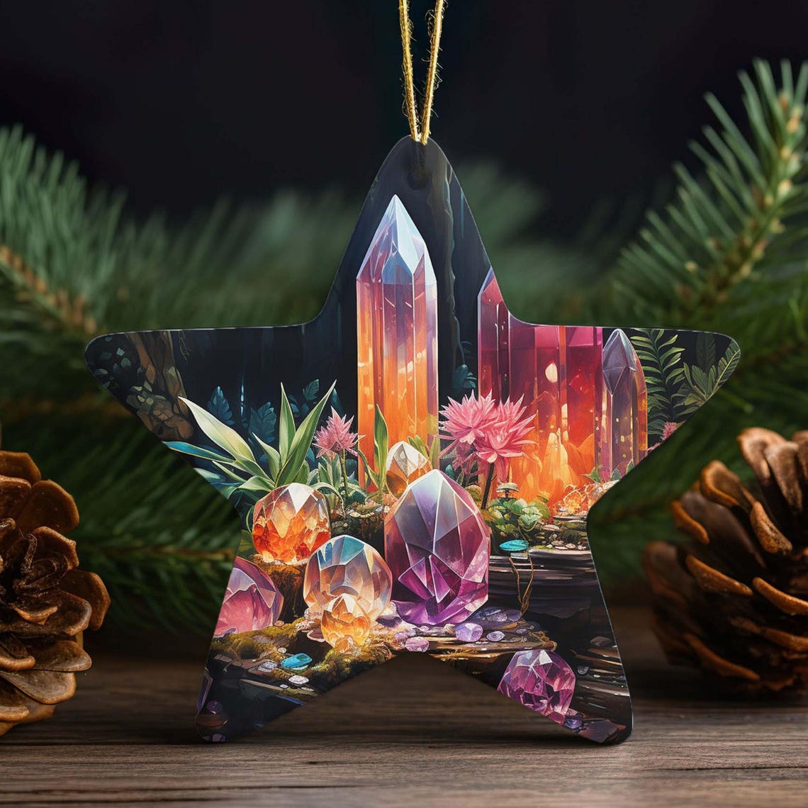 Crystal Garden Car Mirror Hanging Ornament Boho New Age Decor Print - Image 3