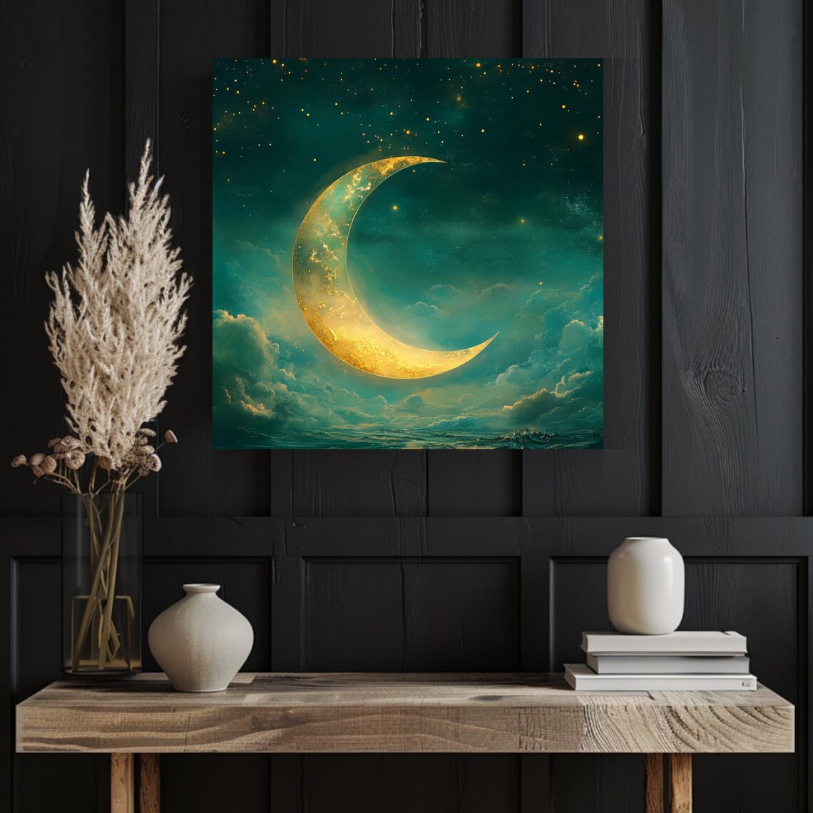 Celestial Crescent Moon - Dreamy Night Sky Art Print - Image 4
