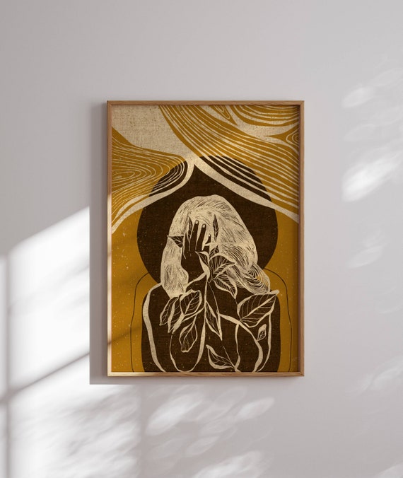 Modern Abstract Woman Portrait, Mid-Century Art Print