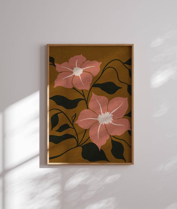 Vintage Style Floral Print, Retro Flower Art Print