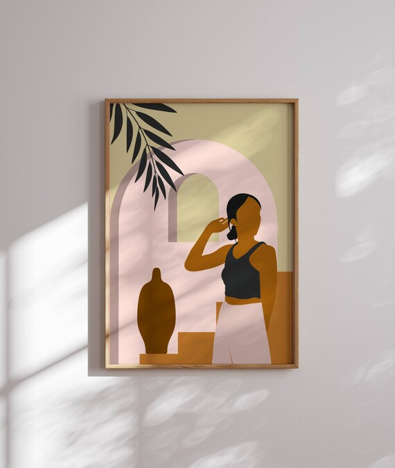 Abstract Woman Art Print Female Portrait Boho Wall Decor Minimal Contemporary Feminine Prints Bohemian Home