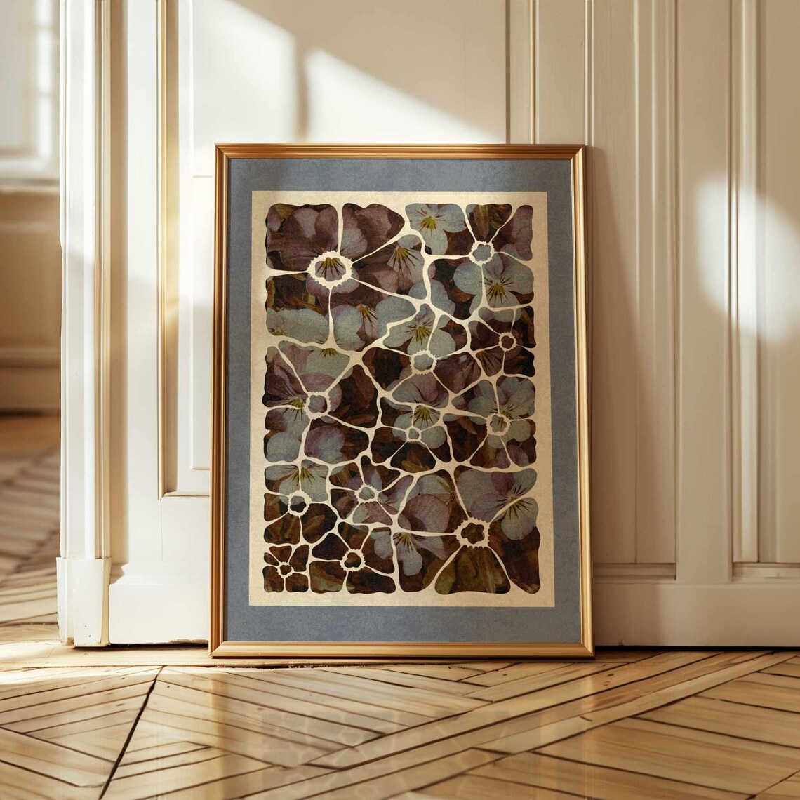 Abstract Pansy Vintage Botanical Wall Art Print