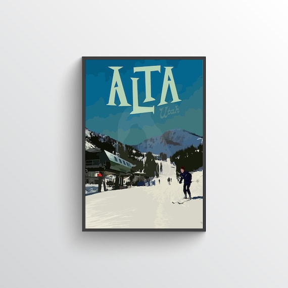 Alta Utah Ski Poster, Mountain Art Print