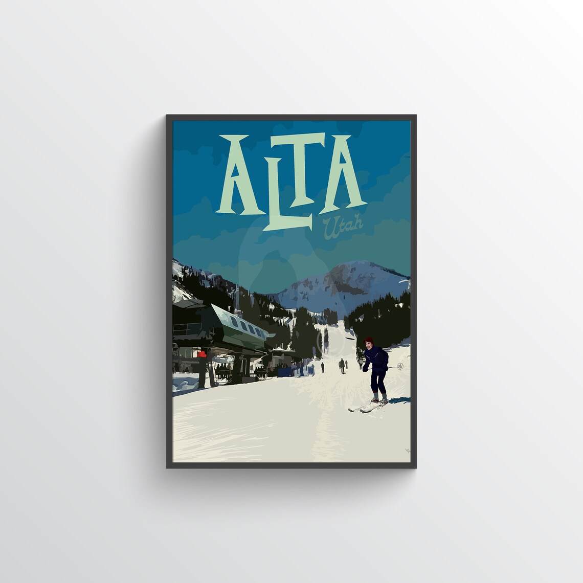 Alta Utah Ski Poster, Mountain Art Print