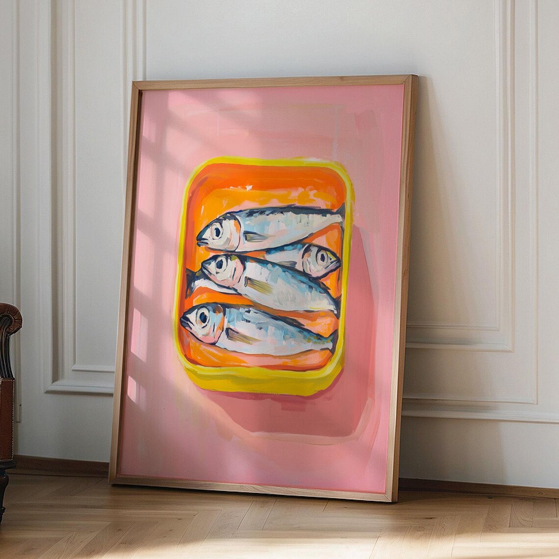 Sardines Oil Painting Art Print, French Kitchen Decor
