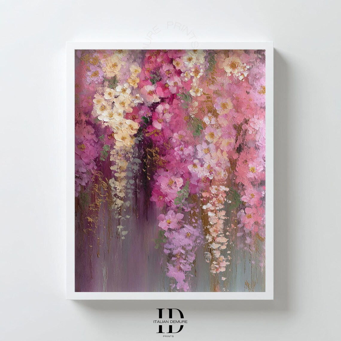 Blush Pink Floral Wall Art Watercolor Flower Cascade Print Romantic Botanical Poster Soft Pastel Artwork