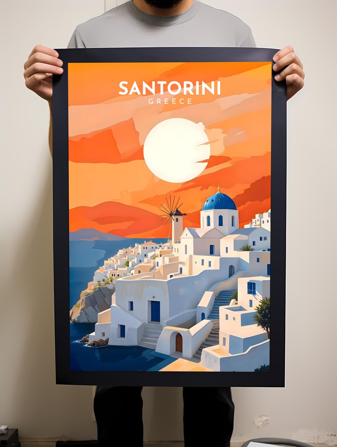 Santorini Travel Poster, Greece Wall Art Print - Image 2