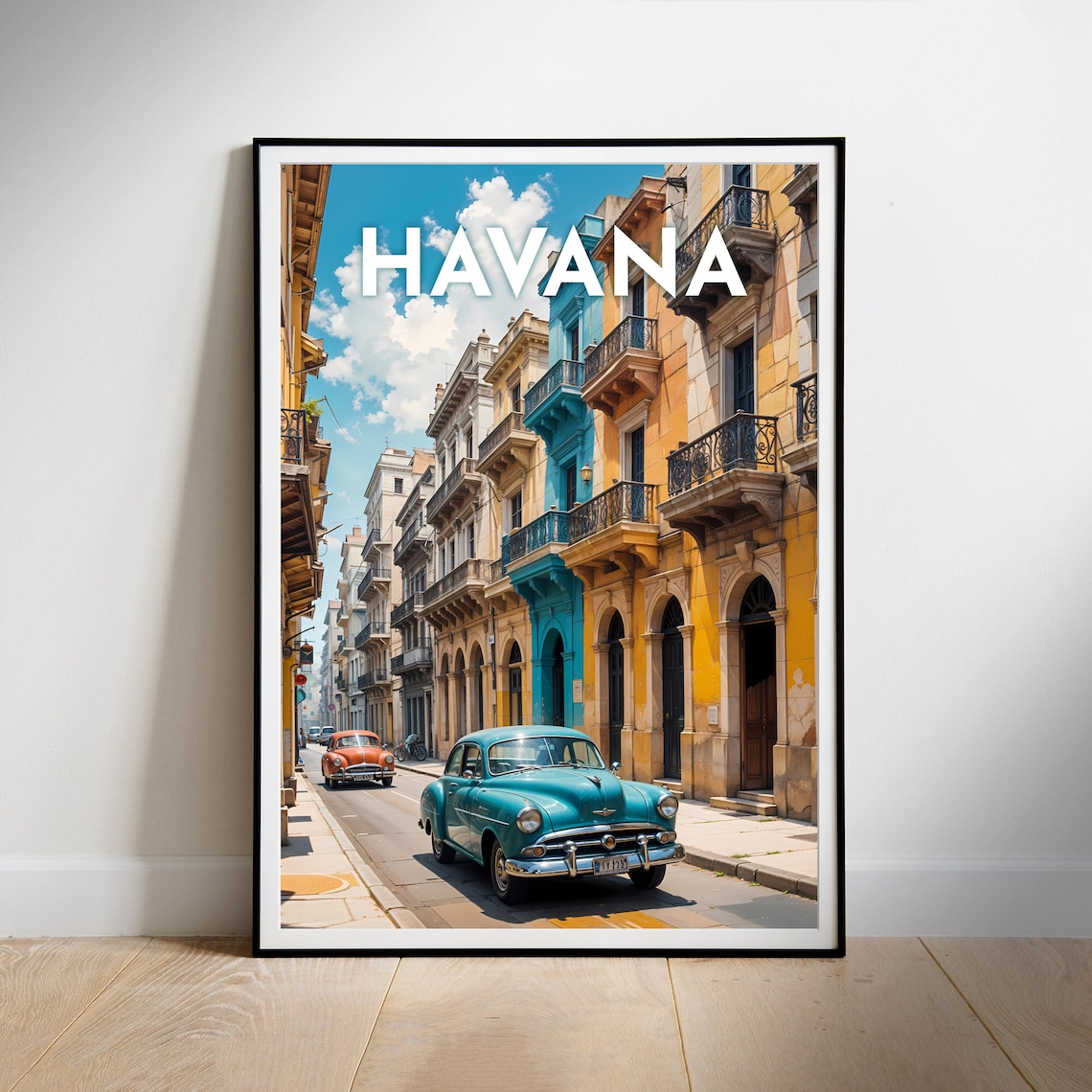 Havana Cuba Classic Cars Colorful Old Colonial Street Poster - Image 2