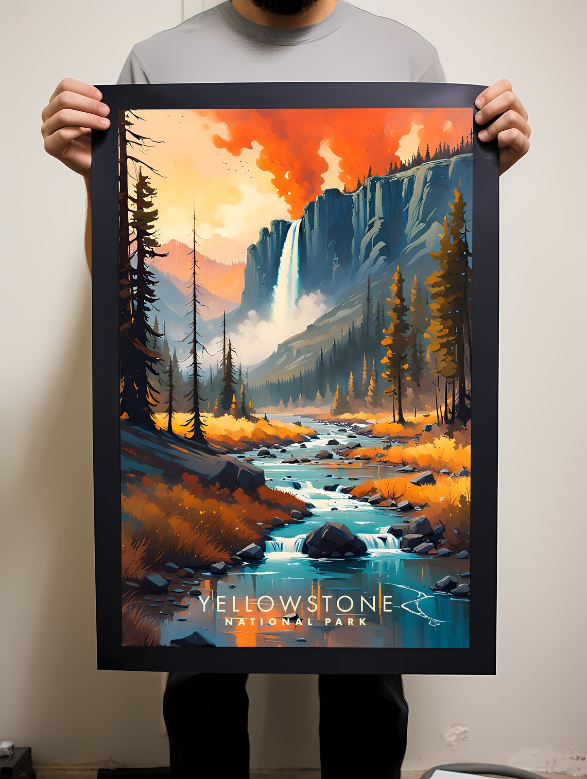 Yellowstone Travel Poster, National Park Print