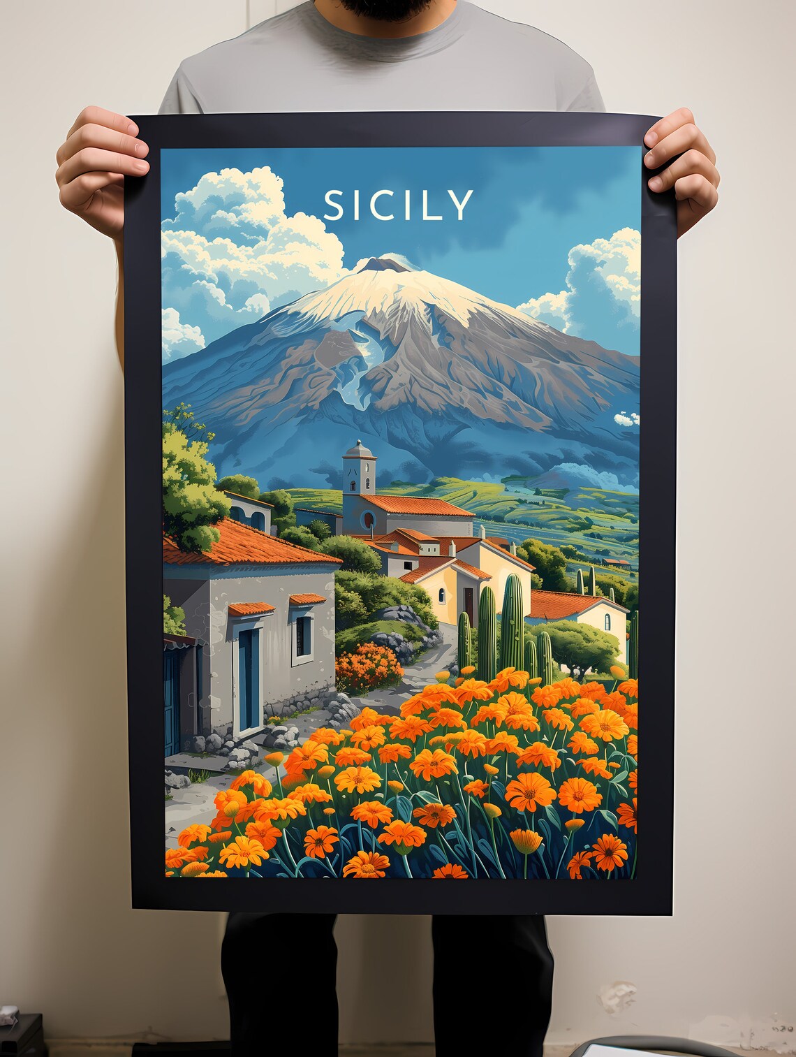 Sicily Italy Travel Poster, European Wall Art