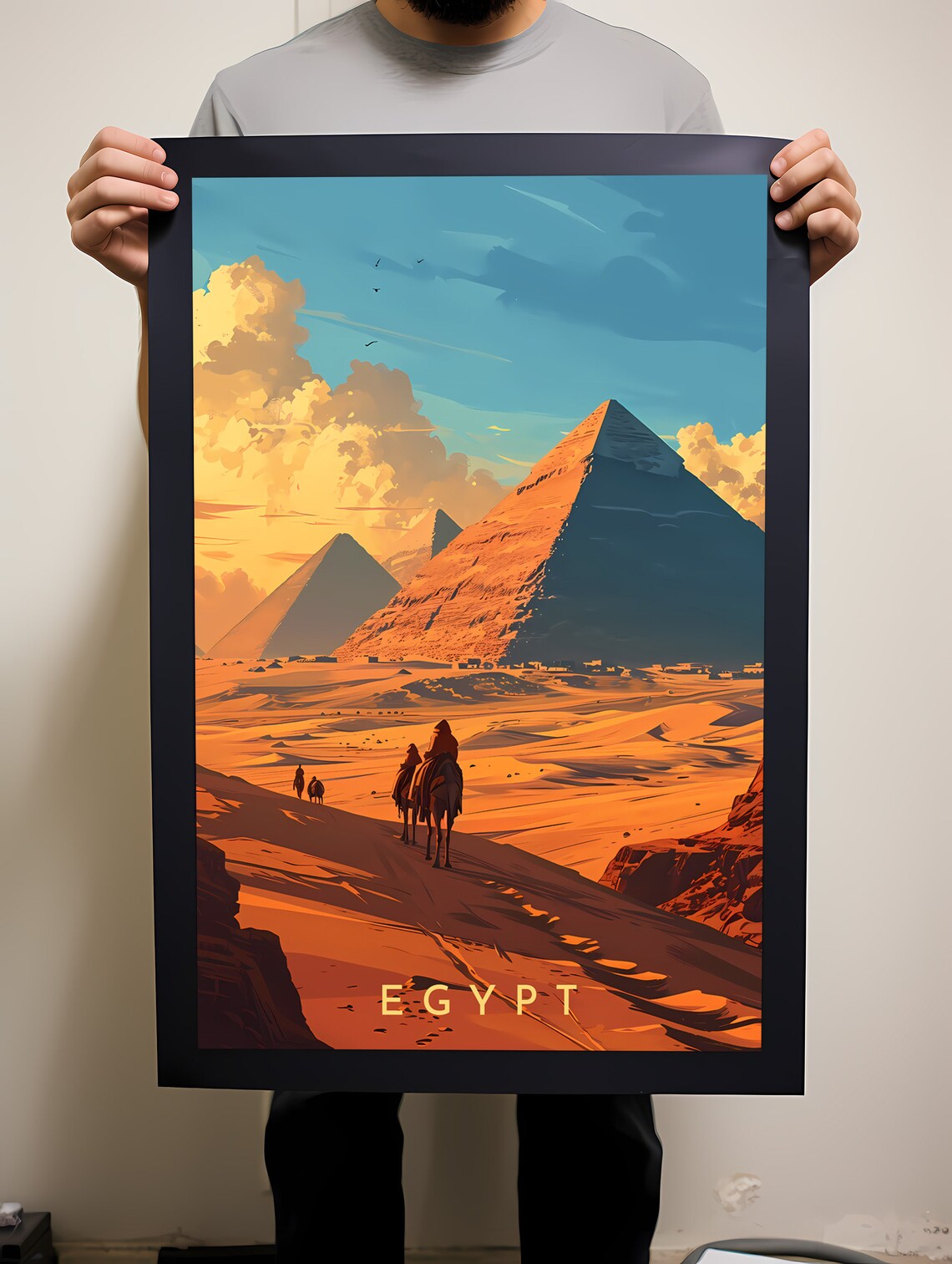 Egypt Travel Poster Wall Art Giza Pyramids Instant Hanging Decor New Home Gift