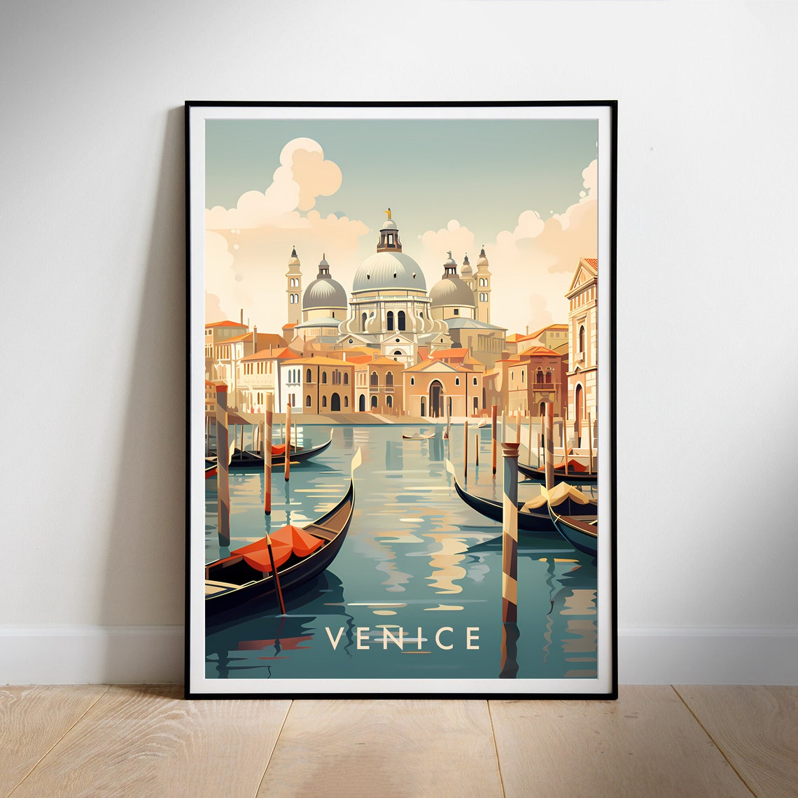 Venice Gondolas Grand Canal Illustration Italy Travel Poster - Image 2