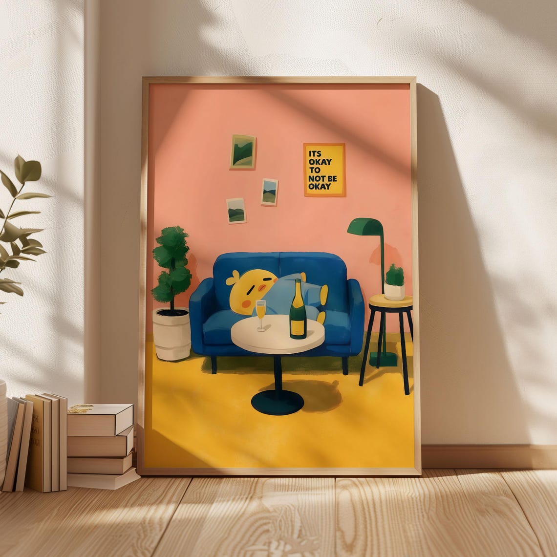 Its Okay To Not Be Okay Relaxing Chick Champagne Sofa Poster