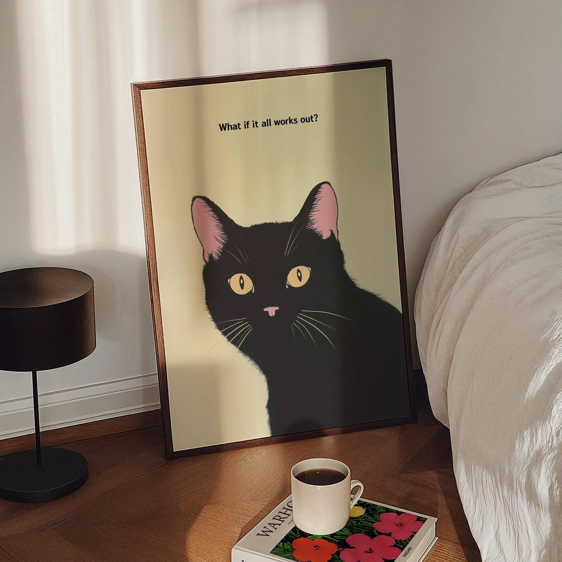 What If It All Works Out? Cat Quote Art Print
