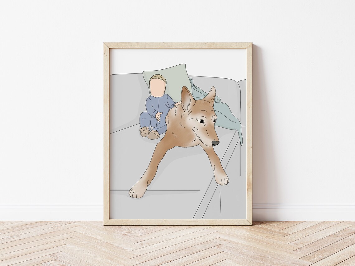 Large Faceless Family Illustration Six Members Custom Art Poster - Image 2