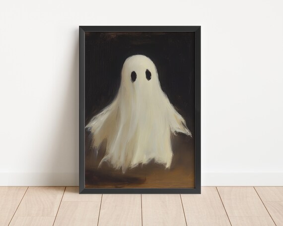 Vintage Cute Ghost Art Print Rustic Art Print Aesthetic Art Print Vintage Halloween Art Whimsical Wall Art