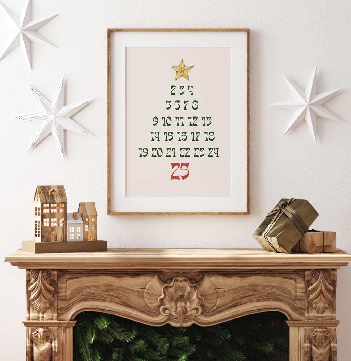 25 Days Of Christmas Tree Numbers Countdown Gold Star Poster - Image 4