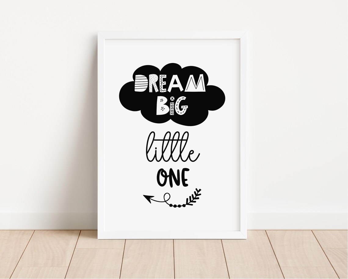 Dream Big Little One Cloud Poster Nursery Baby Room Motivational - Image 2