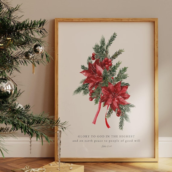 Minimalist Christmas Bible Passage Poster, Botanical