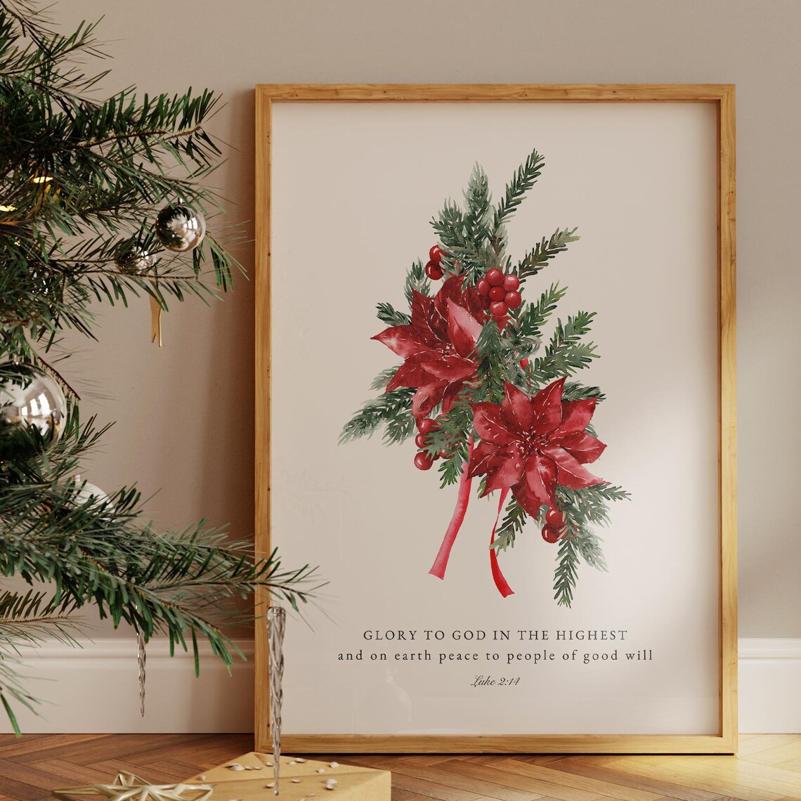 Minimalist Christmas Bible Passage Poster, Botanical