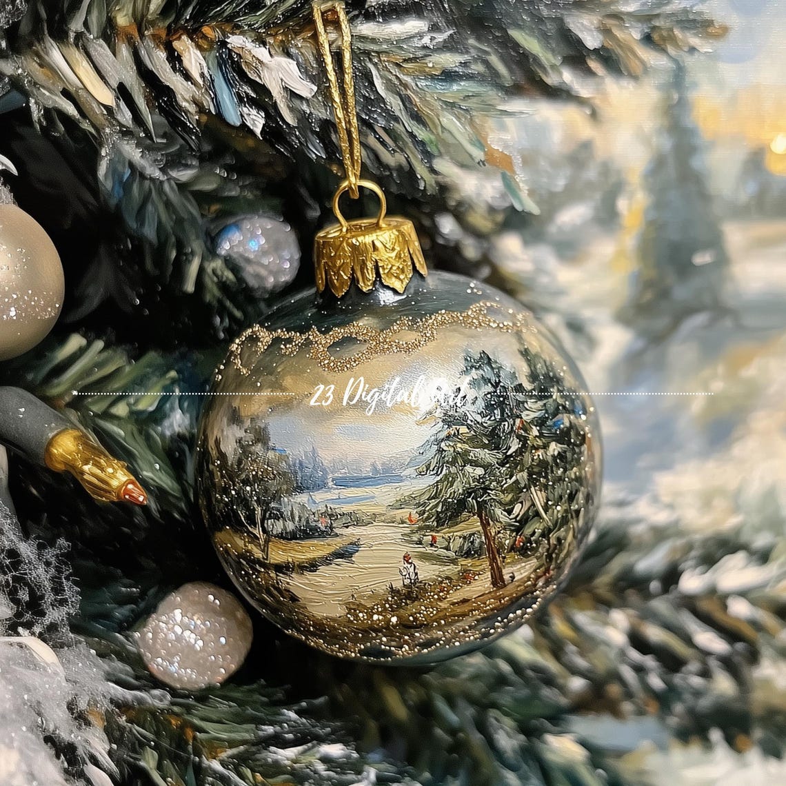 Frame Tv Art Christmas White Ornaments Tv Screensaver Rustic Vintage Holiday Holly Xmas Tv Screensaver Neutral Farmhouse Winter Art 153 - Image 2