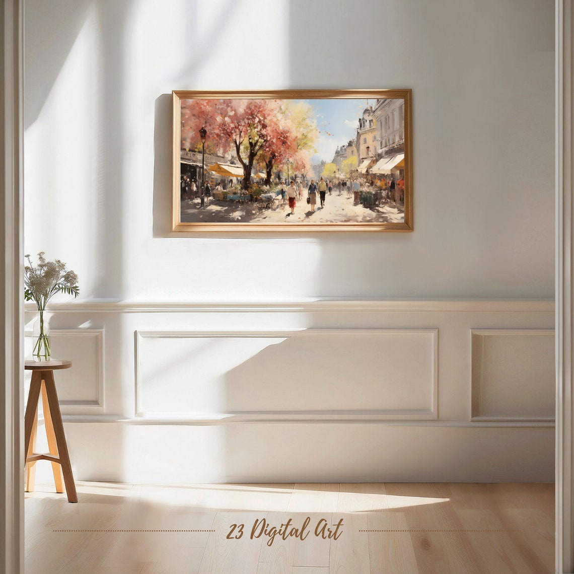 Frame Tv Art Rustic Oil Painting Of Sunday Market In The City Beautiful Summer Botanical Frame Tv Art Frame Tv Art 084 - Image 6
