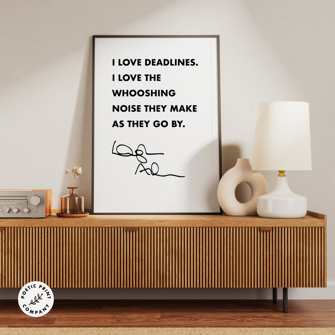 Douglas Adams I Love Deadlines Whooshing Noise Funny Quote Wall Art - Image 2