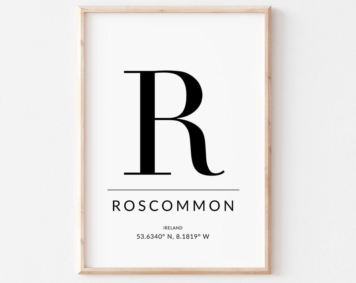 Roscommon Ireland Monogram R Typography Coordinate Art Poster