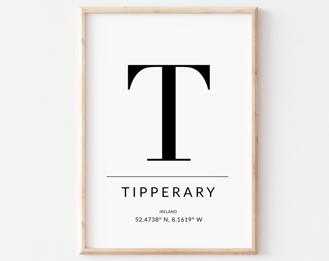 Tipperary Irish Wall Decor, GPS Coordinates Poster
