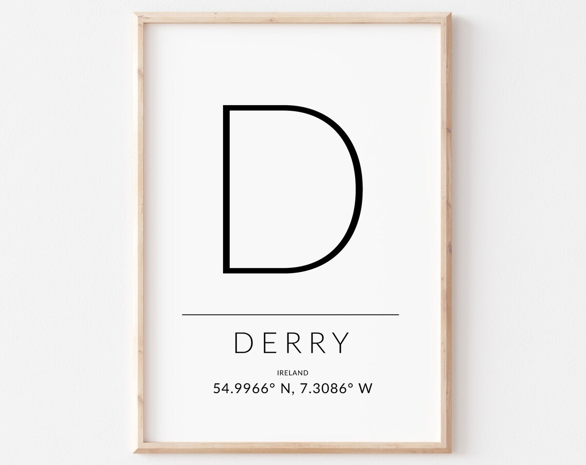 Co. Derry Poster, Irish Travel Wall Decor