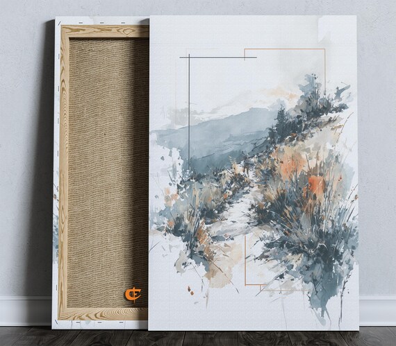 Watercolor Mountain Trail Path Painting Rustic Hiking Art Earthy Wall Decor Poster