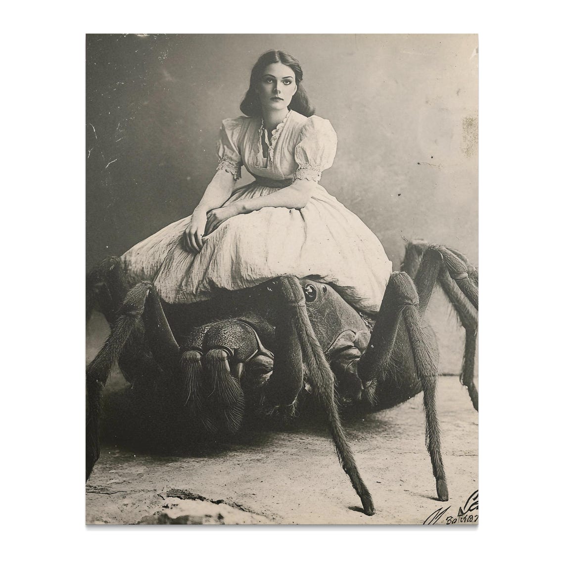 Victorian Woman On Giant Spider Sepia Surreal Gothic Art Poster - Image 2