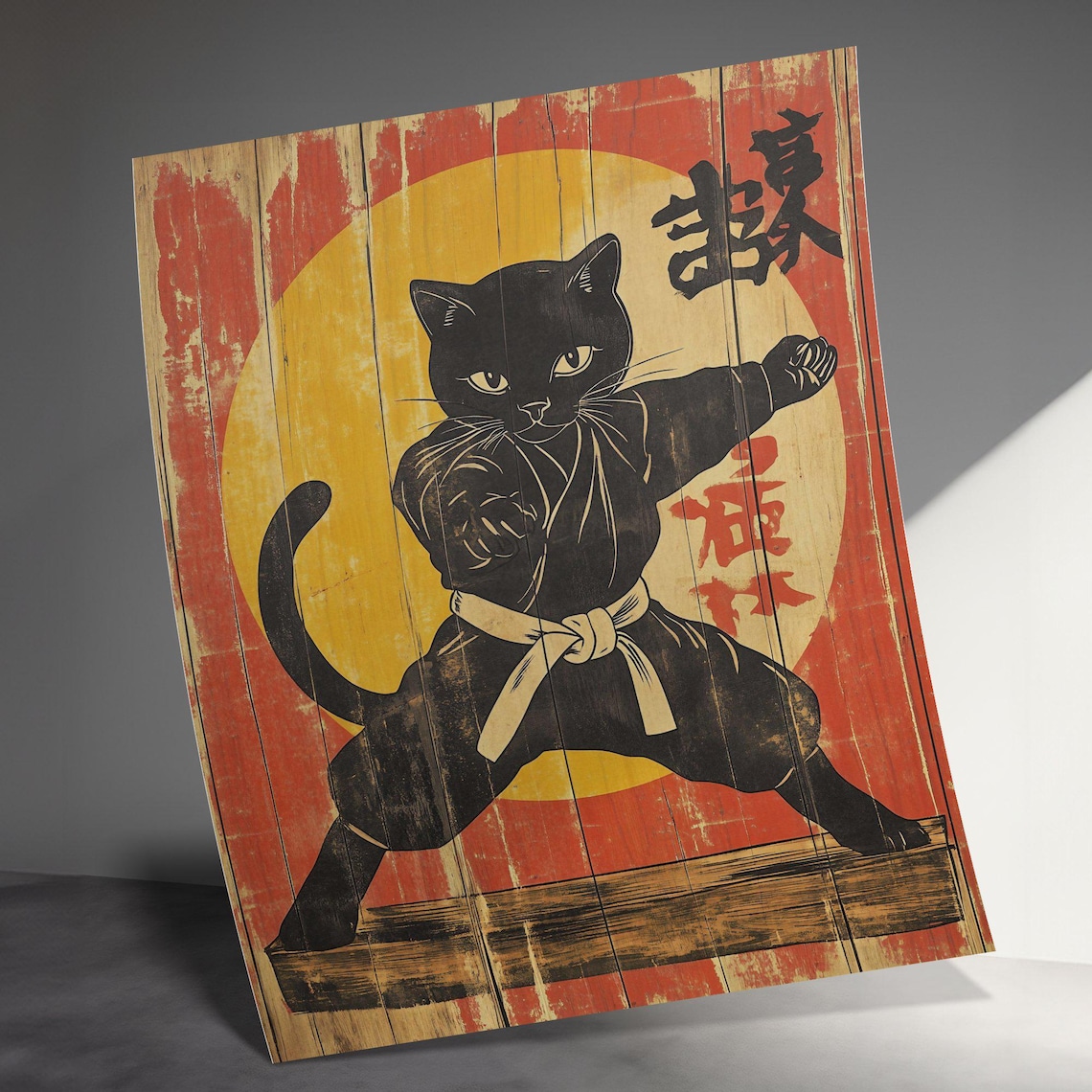 Karate Cat Vintage Style Poster, Japanese Decor - Image 3