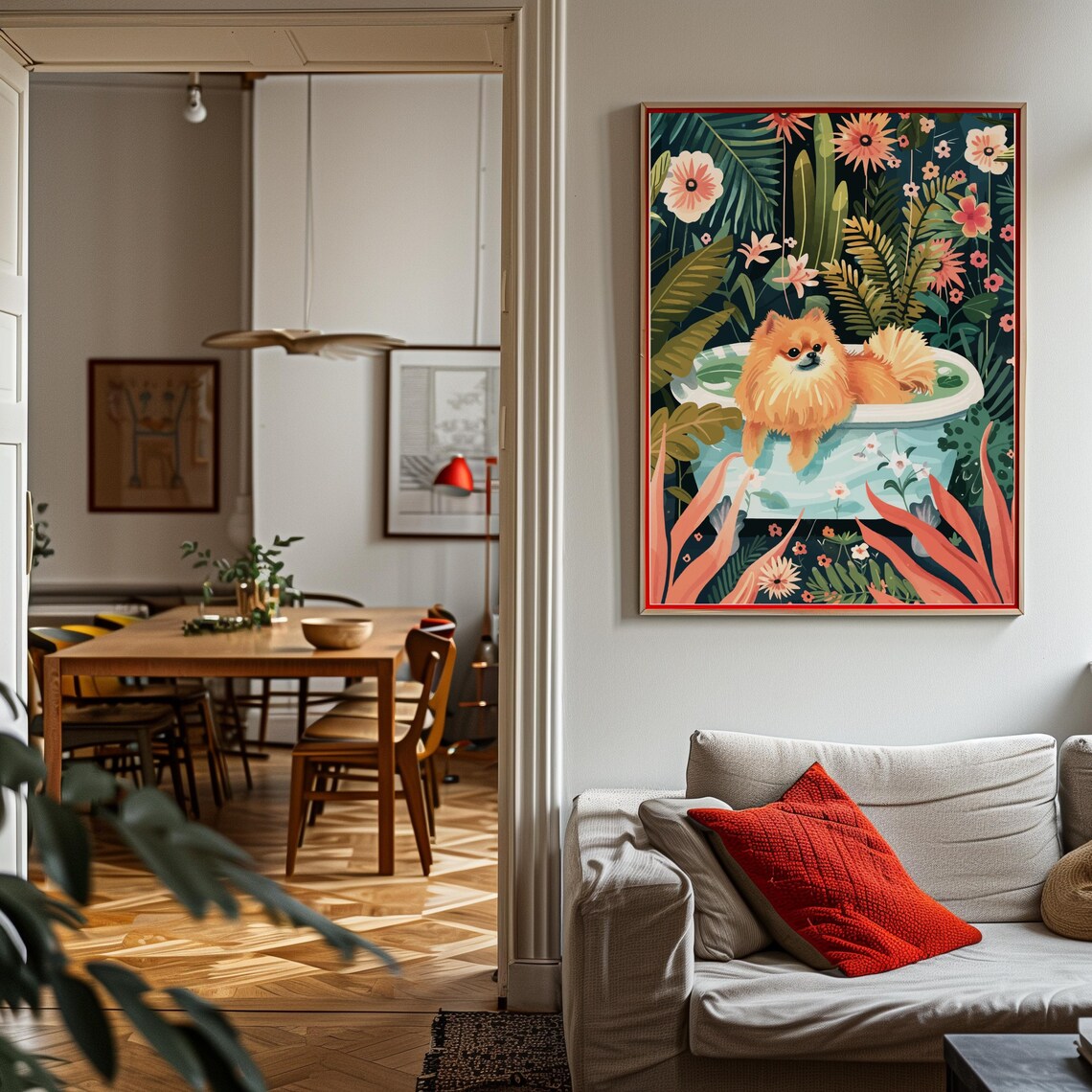 Pomeranian Boho Jungle Poster, Maximalist Dog Art - Image 2