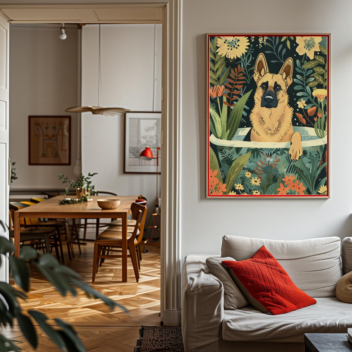 German Shepherd Boho Jungle Art Print - Image 3