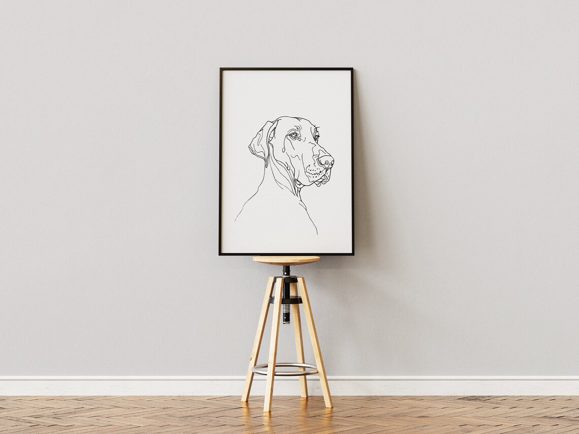 Great Dane Head Noble Profile Refined Line Art Portrait Poster - Image 3
