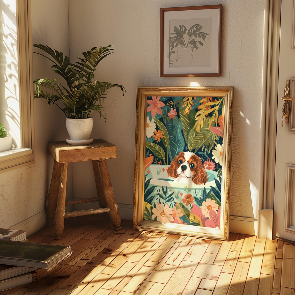 Cavalier King Charles Spaniel Art Print, Boho Jungle - Image 2