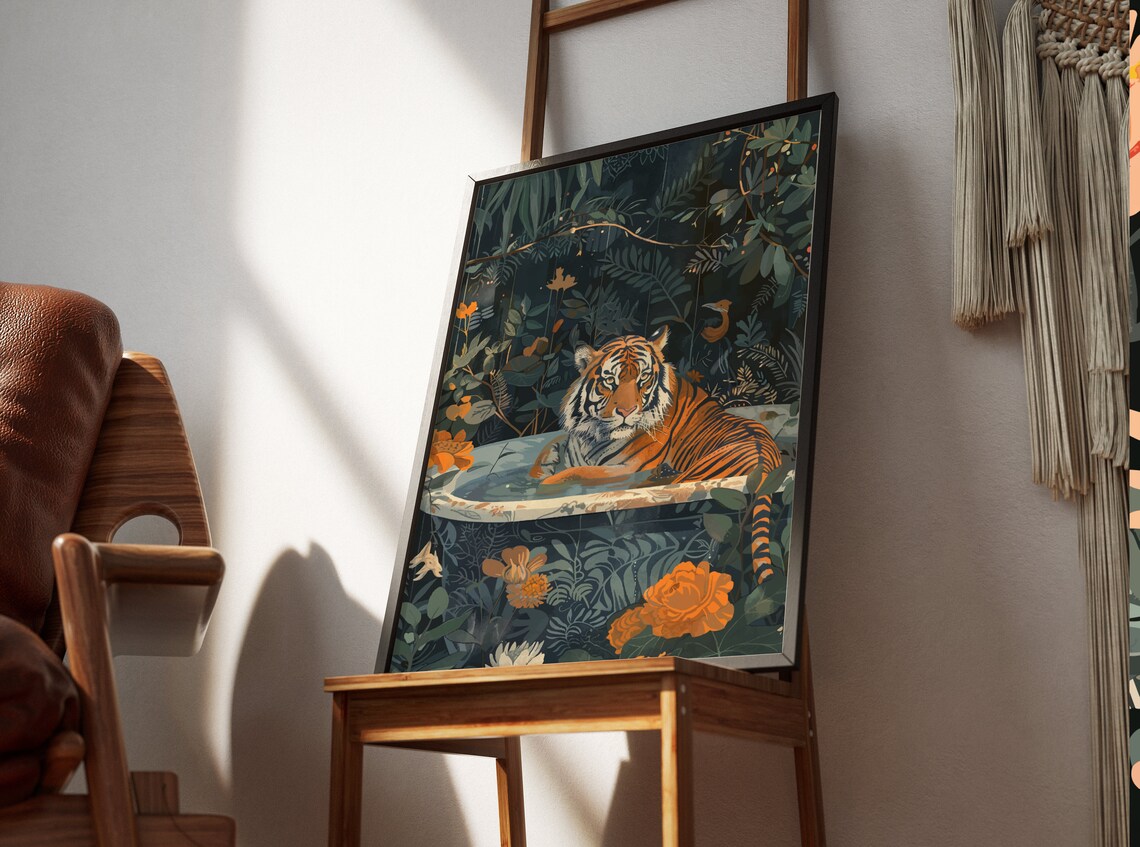 Tiger Boho Jungle Animal Art Print, Balinese Decor - Image 2