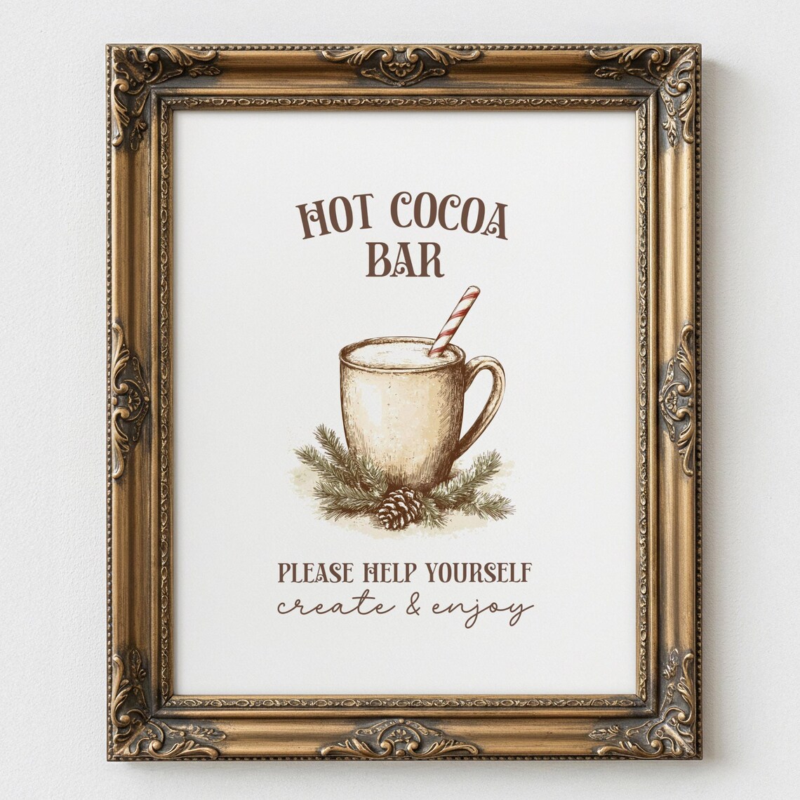 Hot Cocoa Bar Winter Kitchen Sign Cozy Cocoa Station Art Poster